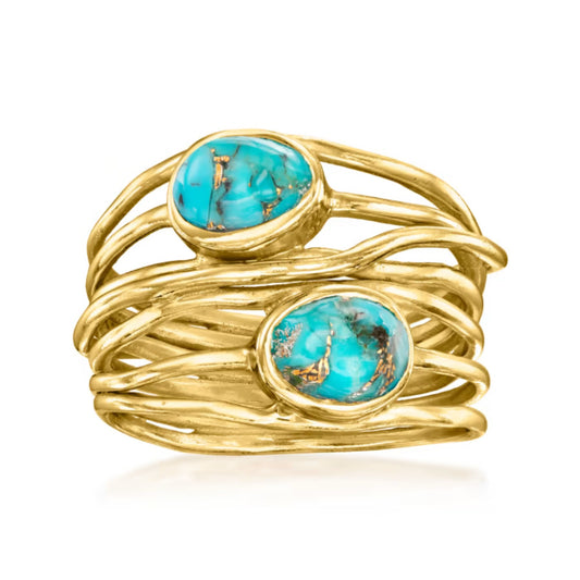 Turquoise Highway Ring in 18kt Gold Over Sterling