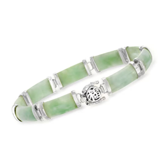 Jade "Good Fortune" Bracelet in Sterling Silver