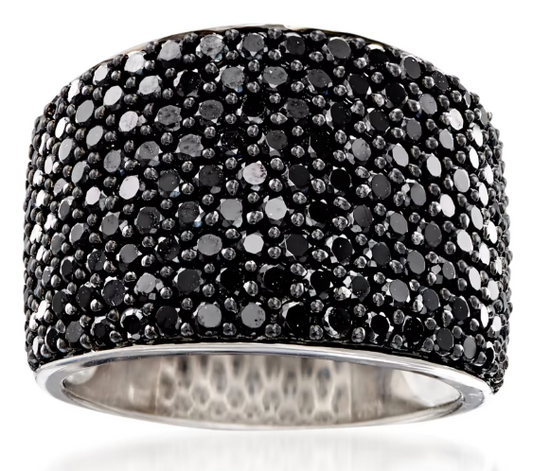 3.70 ctw Pave Black Spinel Ring in Sterling Silver