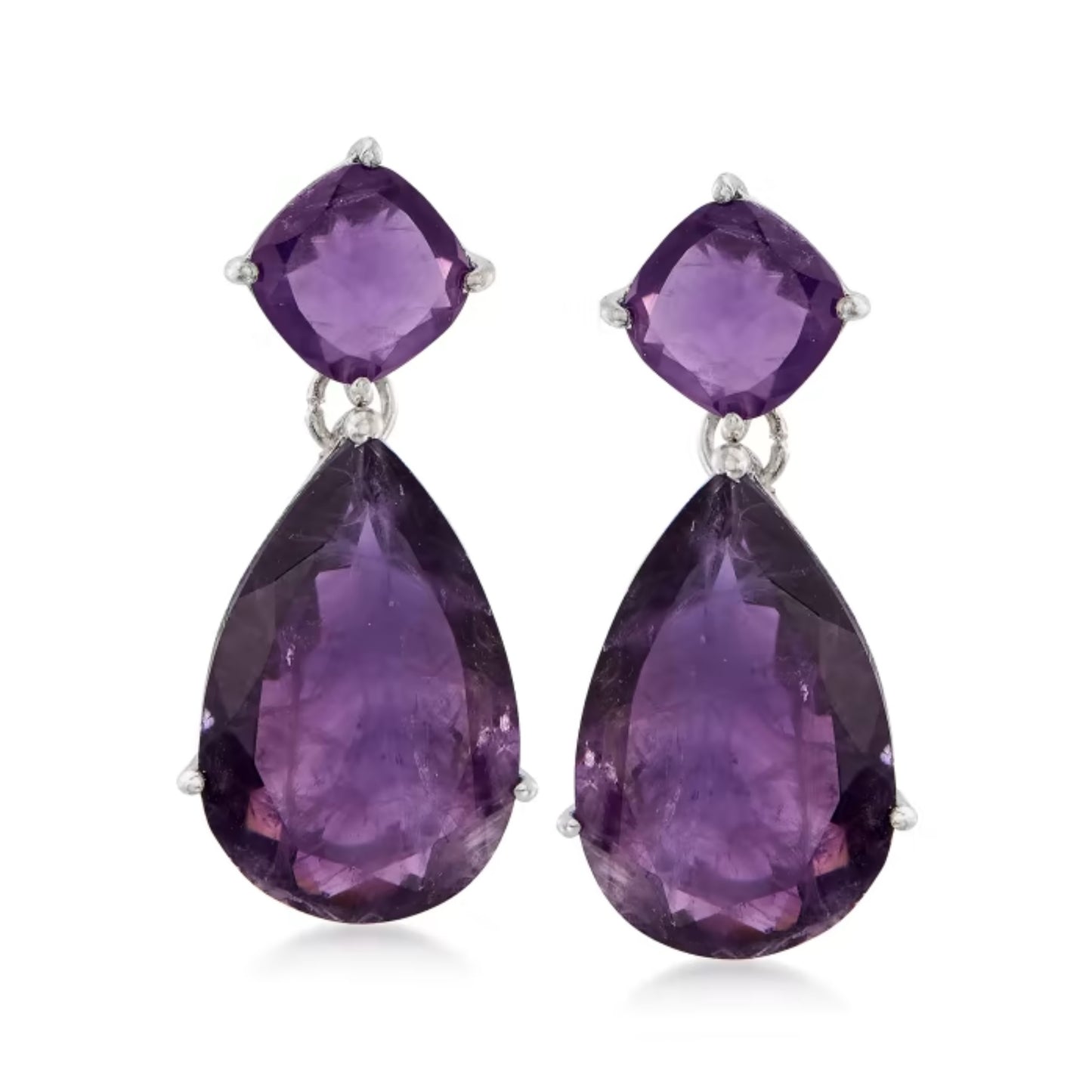 20.00 ctw Amethyst Drop Earrings in Sterling Silver