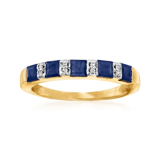 1.30 ctw Sapphire Ring with Diamond Accents in 18kt Gold Over Sterling