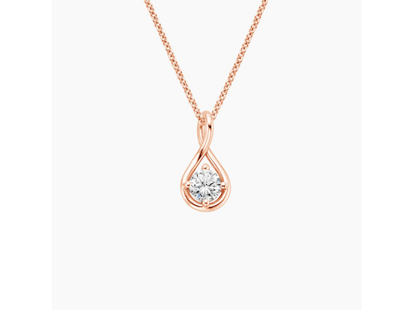 Twist of Radiance Round Brilliant Diamond Pendant in 14K Rose Gold
