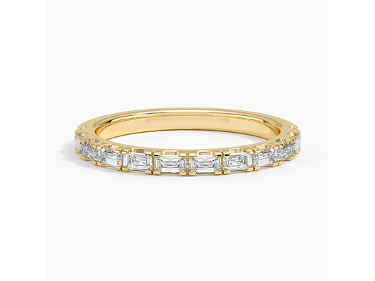 Scalloped Elegance 18K Yellow Gold Baguette Diamond Ring 1/2 ctw