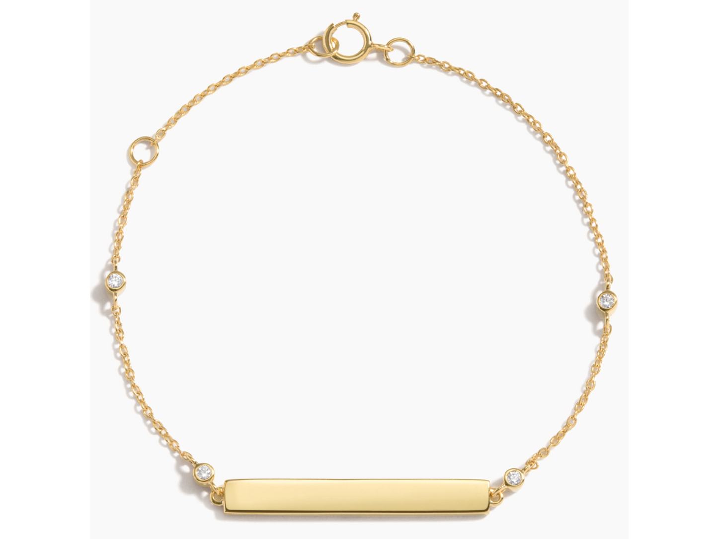 14K Yellow Gold Diamond Strand Engravable Bracelet 1/15 ctw