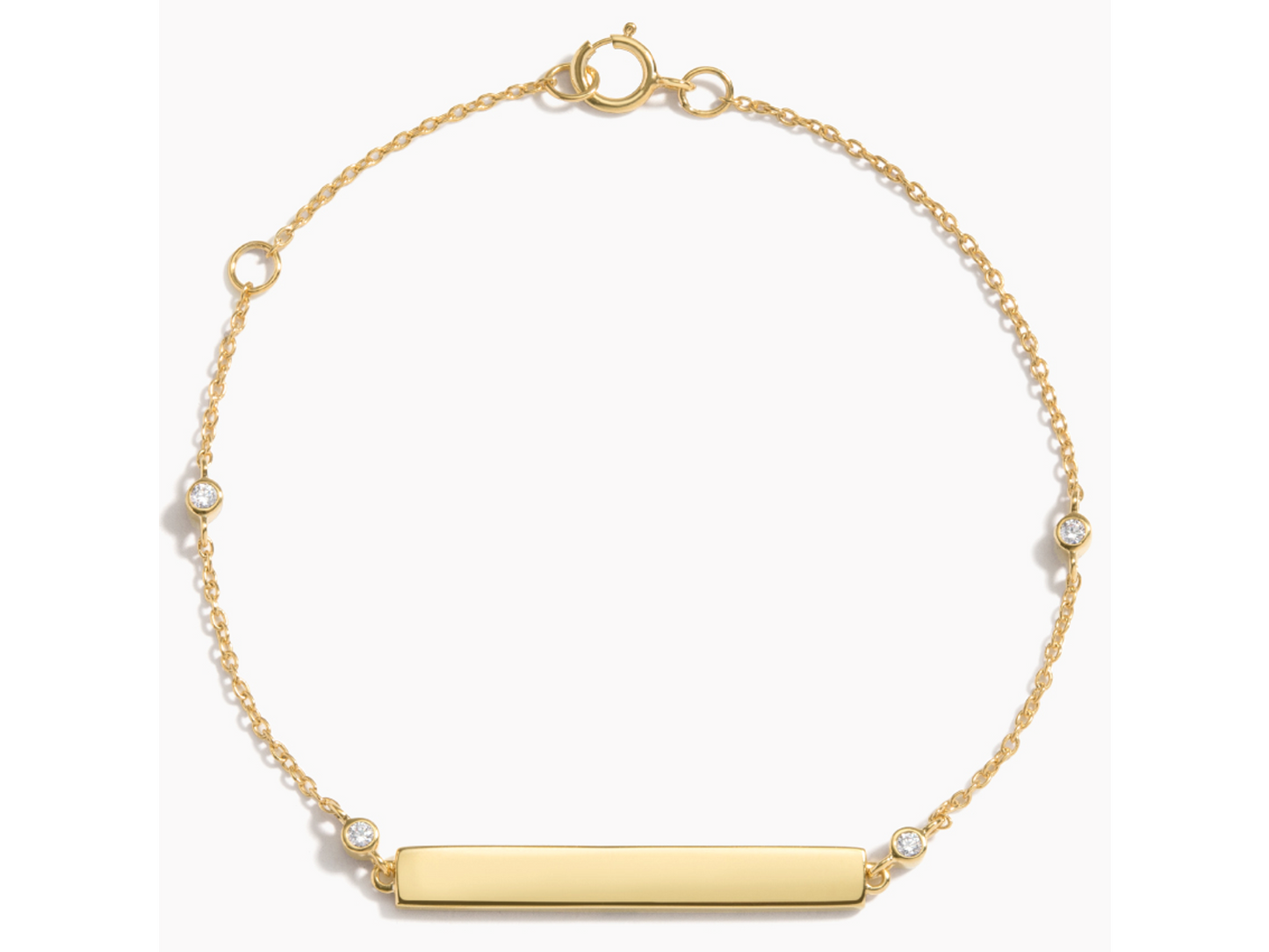 14K Yellow Gold Diamond Strand Engravable Bracelet  1/15 ctw