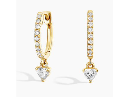 Love's Embrace 14K Yellow Gold Heart Shaped Lab Diamond Earrings 1/3 ctw