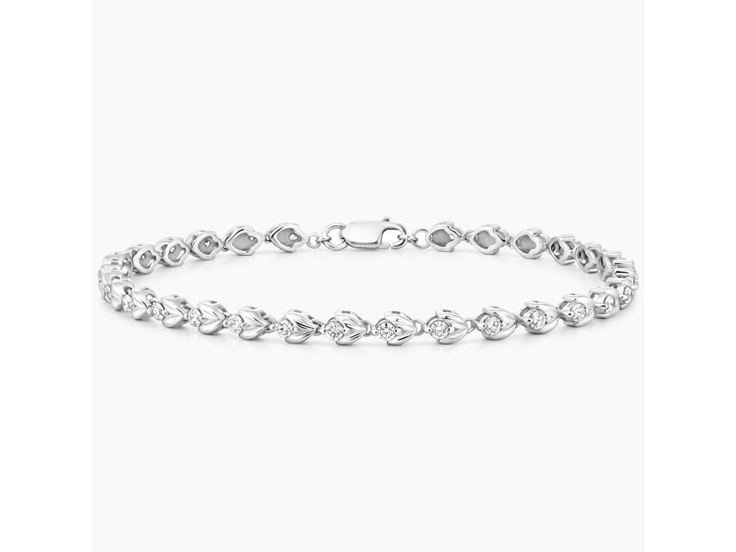 18K White Gold Orchid Diamond Bracelet 1 ctw