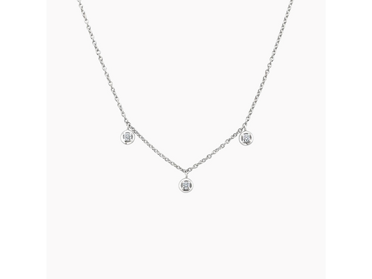 Tri-Diamond Pronged Necklace Adjustable Length 1/6 ctw