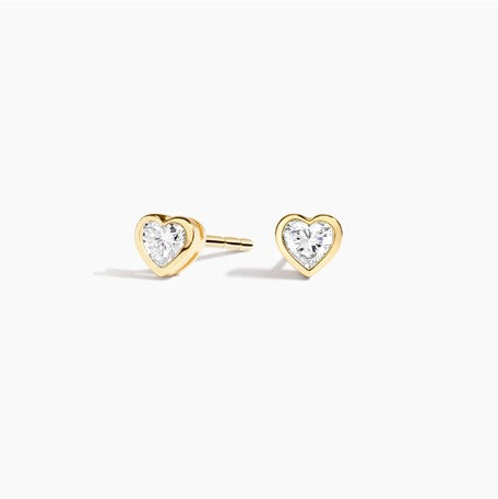Glistening Heart Lab Diamond Bezel Stud Earrings 1/4 ctw