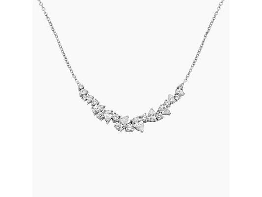 Floral Elegance 18K White Gold Olivetta Lab Diamond Necklace 1 1/2 ctw