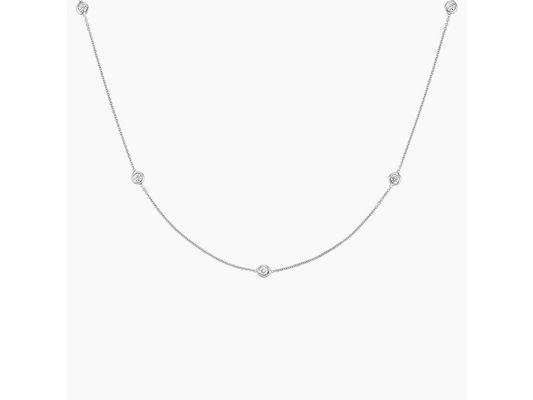 Dainty Brilliance Adjustable Bezel Strand Diamond Necklace 1/4 ctw