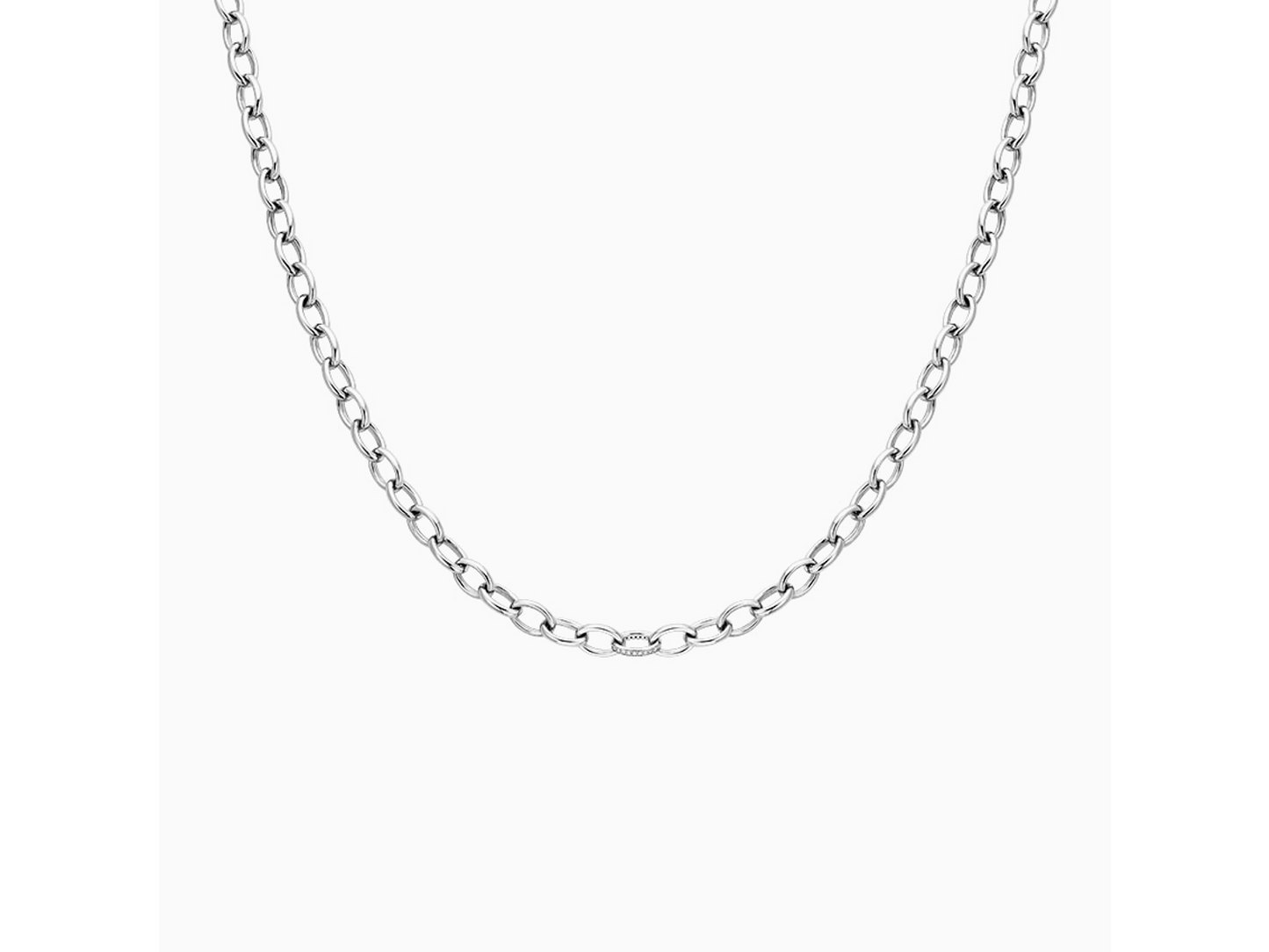 Dazzling Silver Diamond Link Necklace Adjustable Length