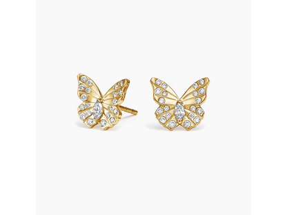 Enchanted Wings 14K Yellow Gold Logan Hollowell Flutter Lab Diamond Stud Earrings