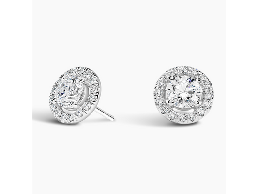 Dazzling Brilliance Lab Diamond Halo Stud Earrings in 18K White Gold