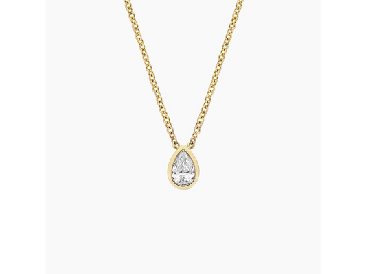 Timeless Sophistication 14K Yellow Gold Pear-Shaped Lab Diamond Solitaire Pendant 1/4 ctw