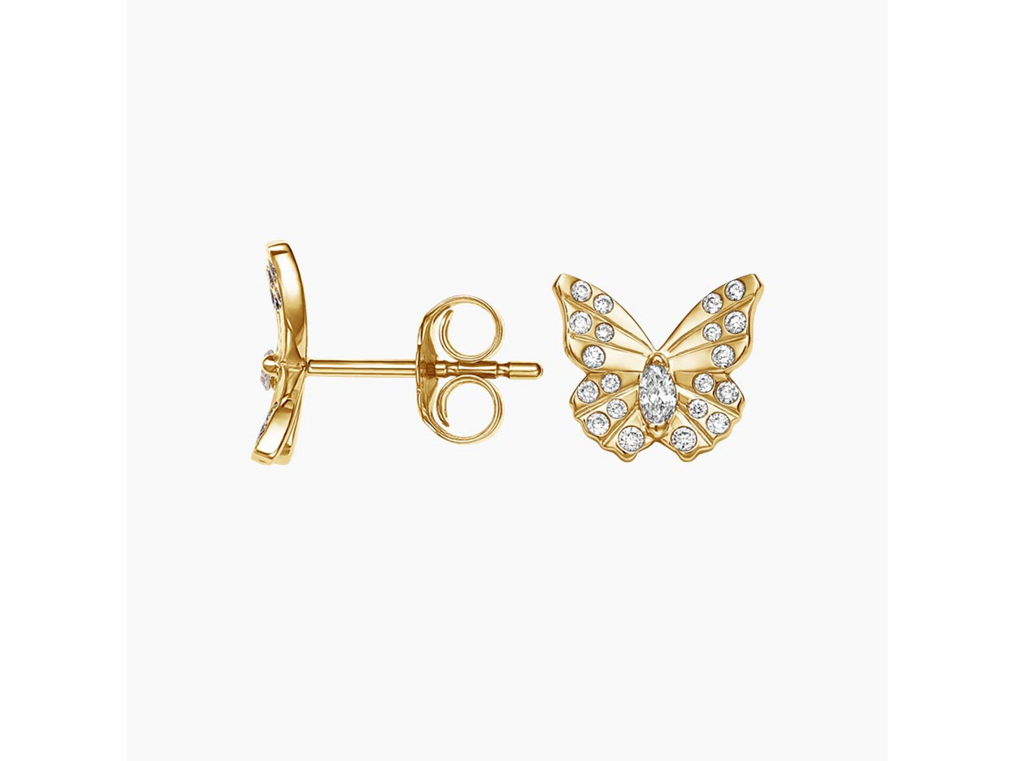 Enchanted Wings 14K Yellow Gold Logan Hollowell Flutter Lab Diamond Stud Earrings