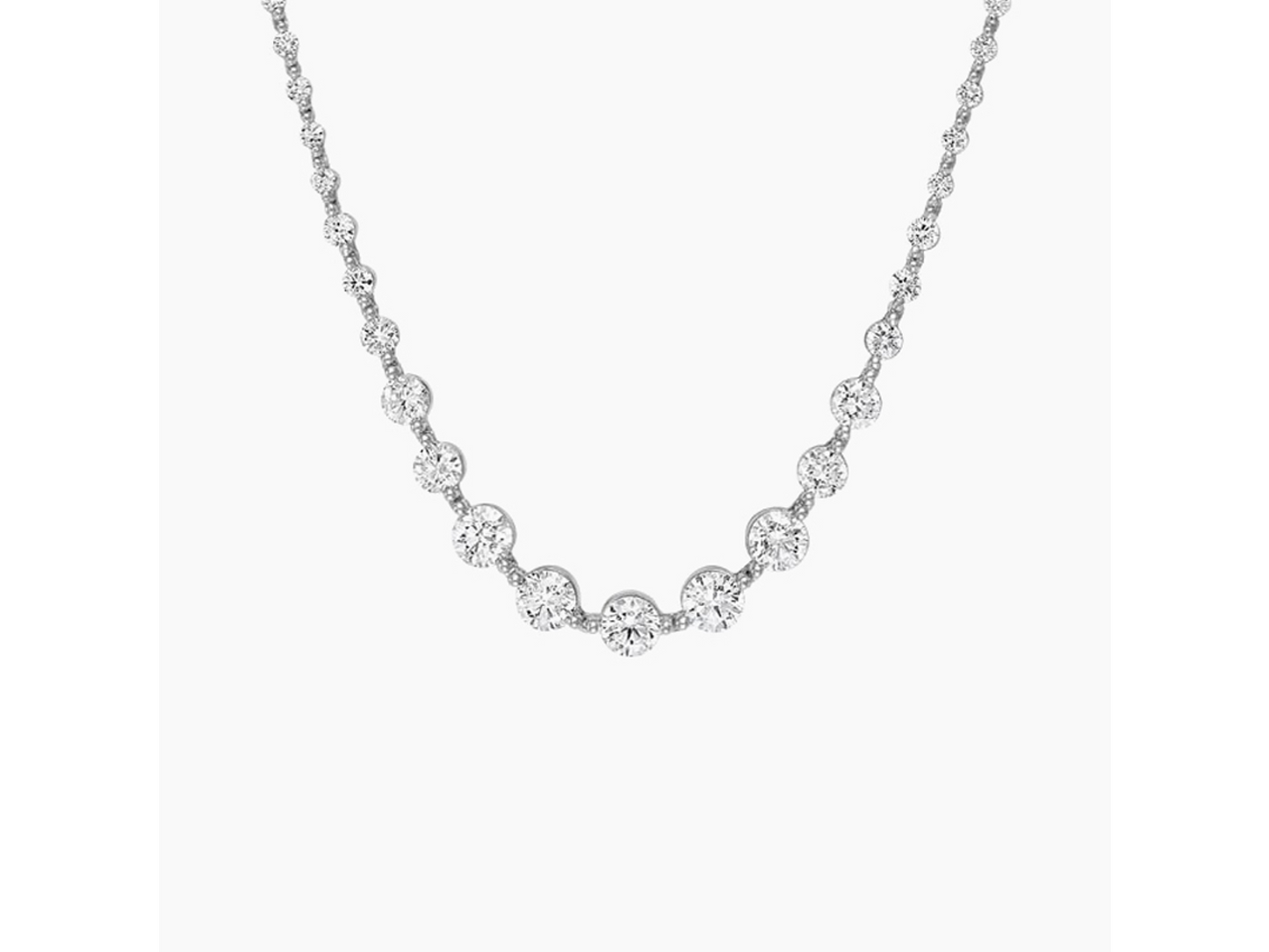 Riviere Style 18K White Gold Lab Diamond Necklace 6 1/8 ctw