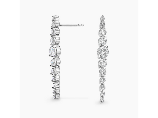 Dazzling Cascade 18K White Lab Diamond Angled-Set Tennis Earrings 1 1/2 ctw