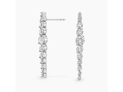 Dazzling Cascade 18K White Lab Diamond Angled-Set Tennis Earrings 1 1/2 ctw