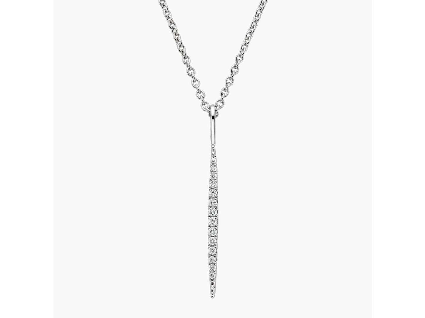 18K White Gold Pointe Scalloped Diamond Pendant 1/15 ctw