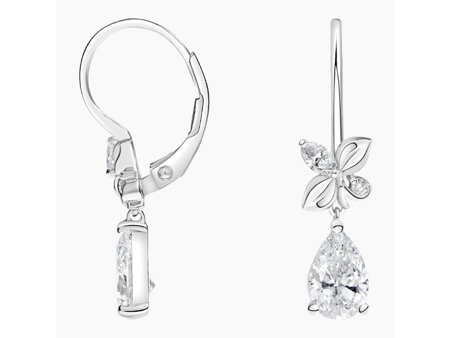 Luxurious Bloom 18K White Gold Calla Lab Diamond Drop Earrings 2 1/4 ctw