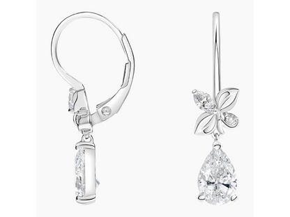 Luxurious Bloom 18K White Gold Calla Lab Diamond Drop Earrings 2 1/4 ctw