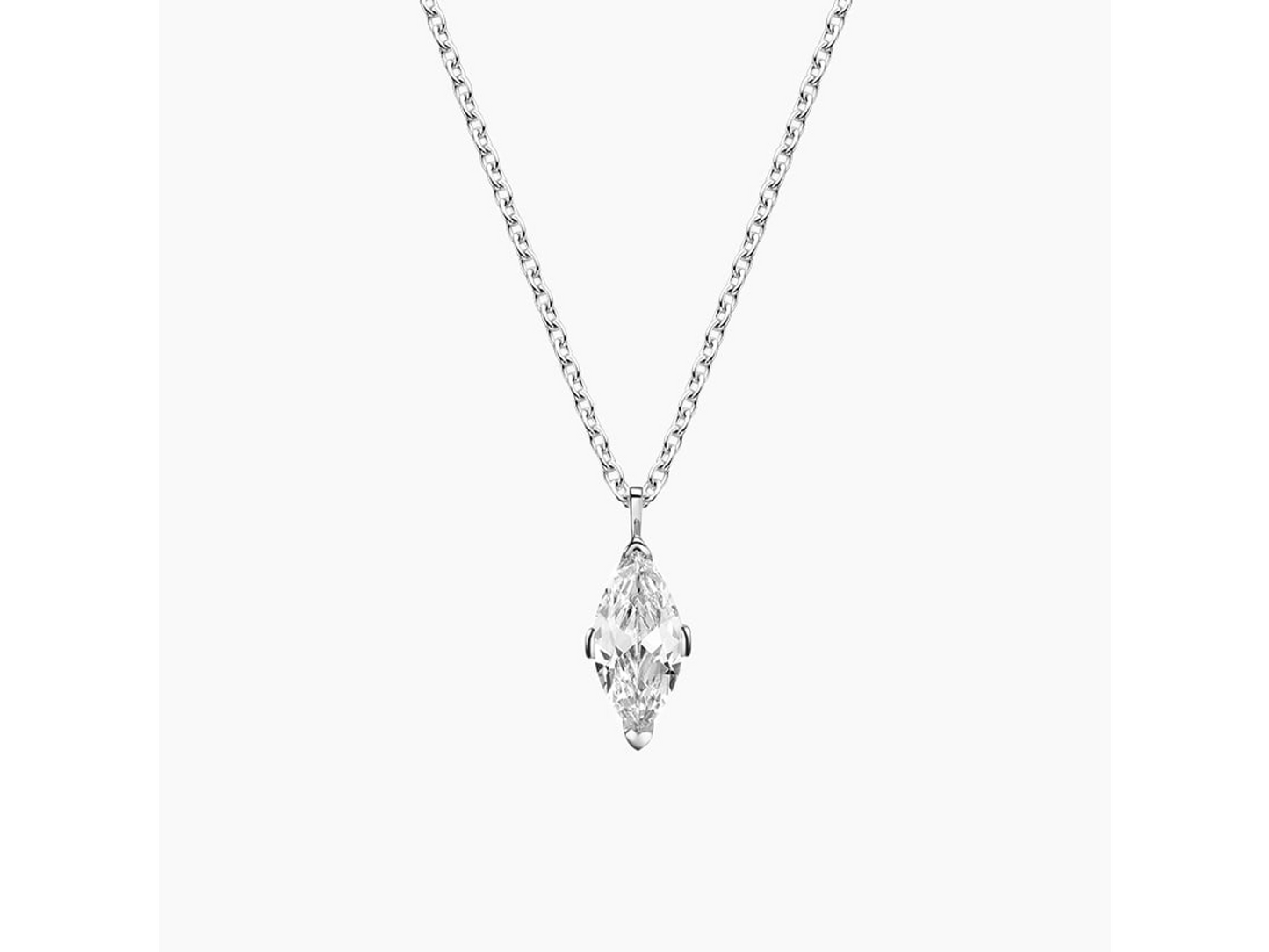 18K White Gold Radiant Marquise Diamond Solitaire Pendant 3/4 ctw