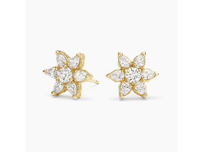 Enchanted Blooms 14K Yellow Gold Logan Hollowell Flora Lab Diamond Earrings 5/8 ctw