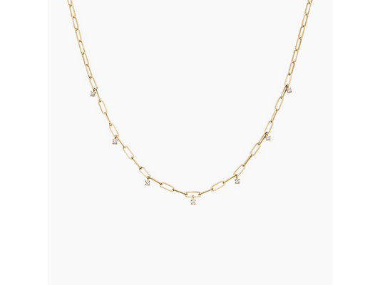 Sleek Sparkle 14K Yellow Gold Lab Diamond Necklace (1/4 ctw)
