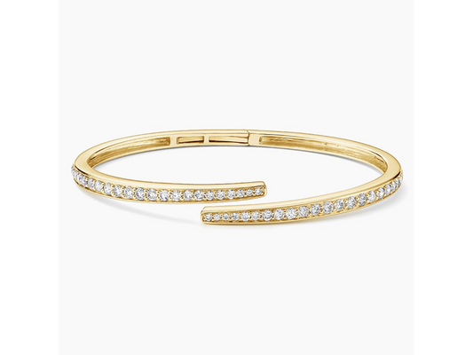 Modern Elegance 14K Yellow Gold Lab Diamond Wrap Bracelet 1 1/2 ctw