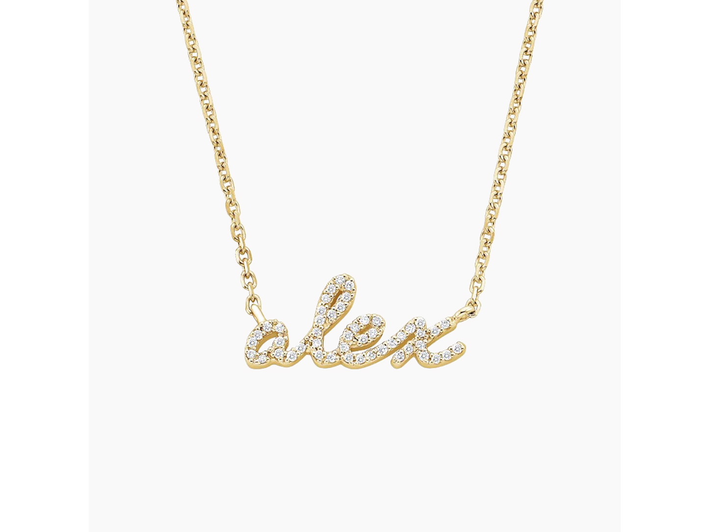 Lustrous Script Diamond Name Necklace in 14K Yellow Gold