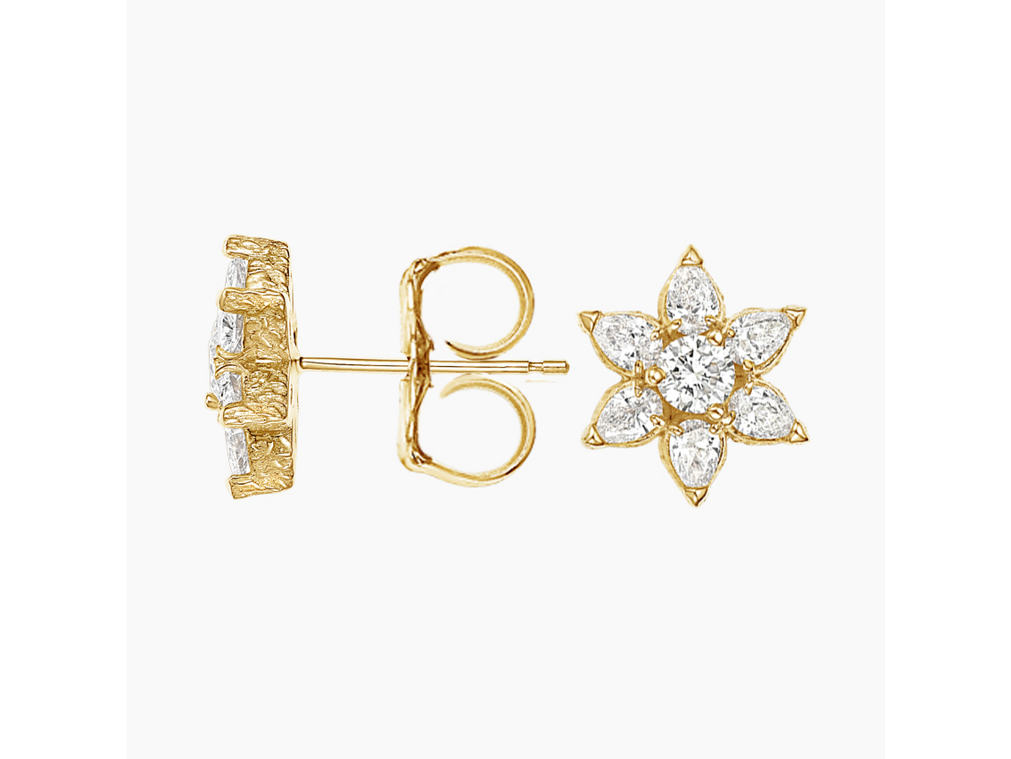 Enchanted Blooms 14K Yellow Gold Logan Hollowell Flora Lab Diamond Earrings 5/8 ctw