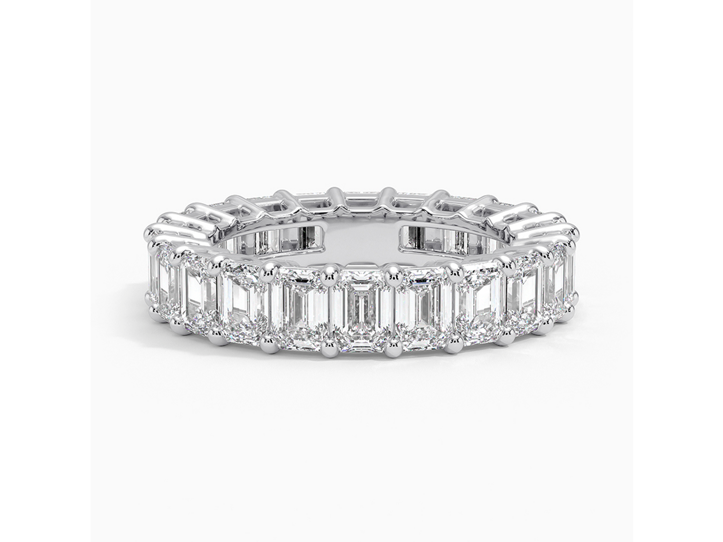 Eternal Radiance 5 ctw Emerald Cut Lab Diamond Eternity Ring in 18K White Gold
