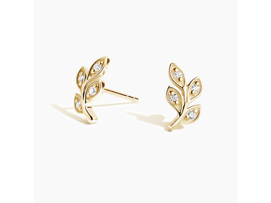 Nature's Sparkle 14K Yellow Gold Diamond Branch Earrings