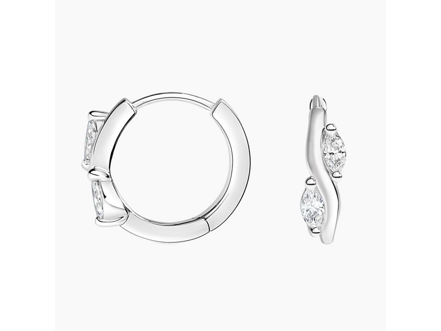 Whimsical Willow 14K White Gold Petite Willow Lab Diamond Hoop Earrings 1/4 ctw