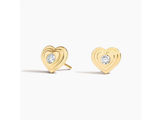 Radiant Love 14K Yellow Gold Sweetheart Lab Diamond Stud Earrings