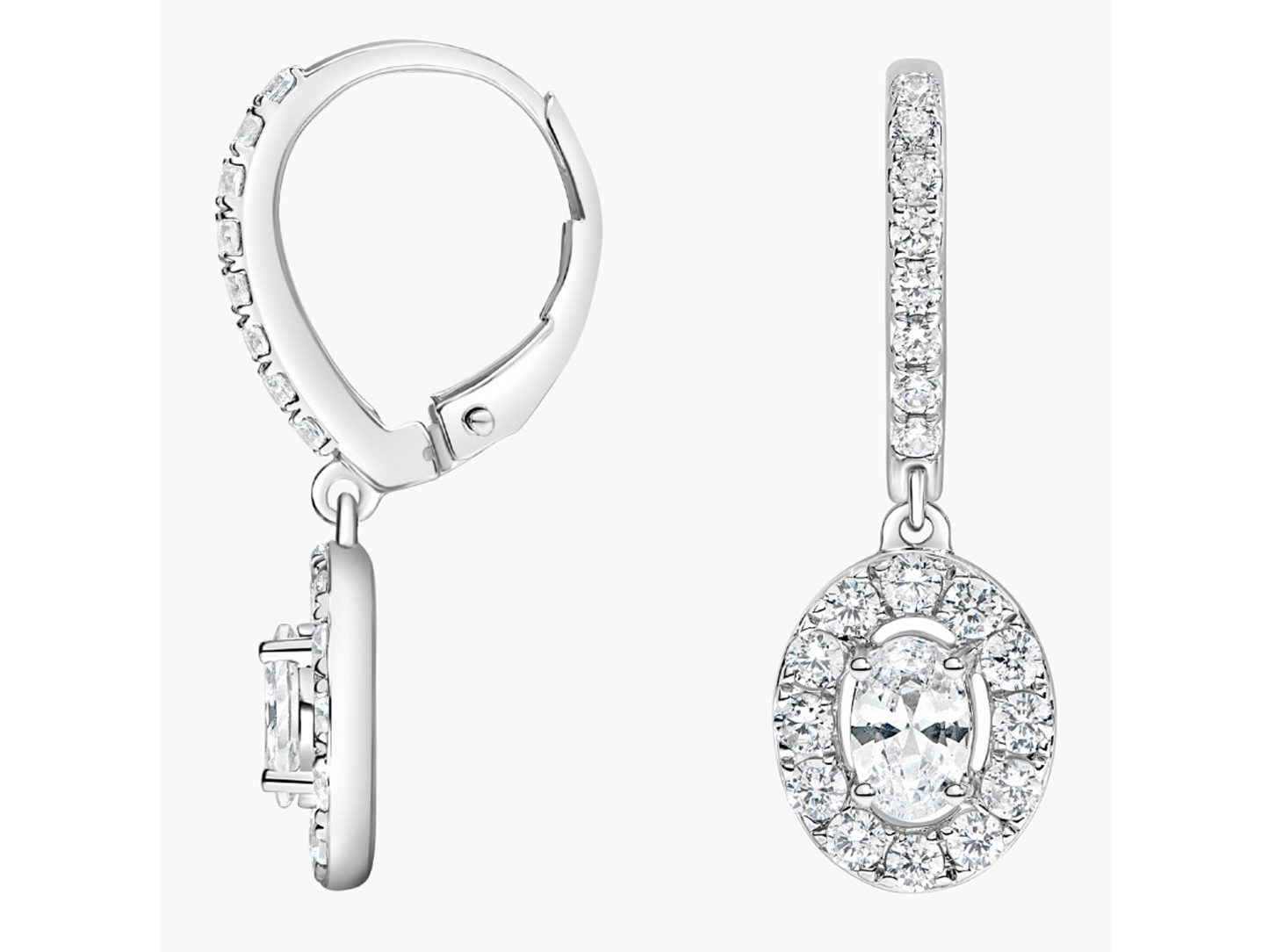 Regal Radiance Katherine Lab Diamond Halo Drop Earrings 2 ctw