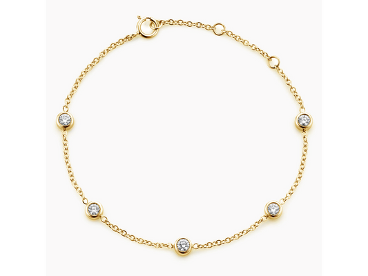 Timeless Elegance 18K Yellow Gold Diamond Bezel Bracelet 1/2 ctW