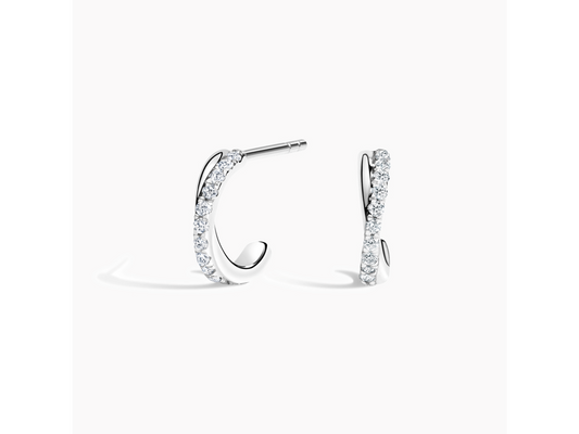 Chamise Sparkle Silver Diamond Huggie Earrings 1/8 ctw