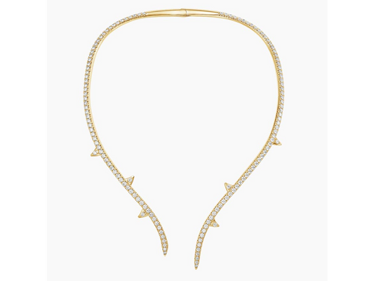 Enchanted Thorn Lab Diamond Collar Necklace 8 2/3 ctw in 14K Yellow Gold