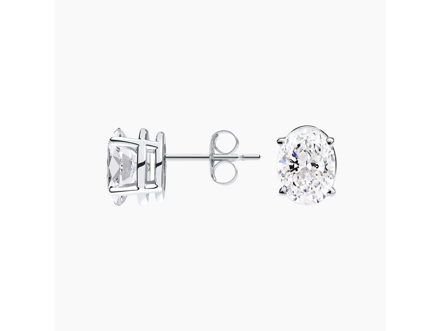 Timeless Elegance 18K White Gold Oval Lab Grown Diamond Stud Earrings 2 ctw