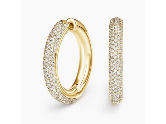 4K Yellow Gold Lab Diamond Tube Hoop Earrings Timeless Everyday Glamour