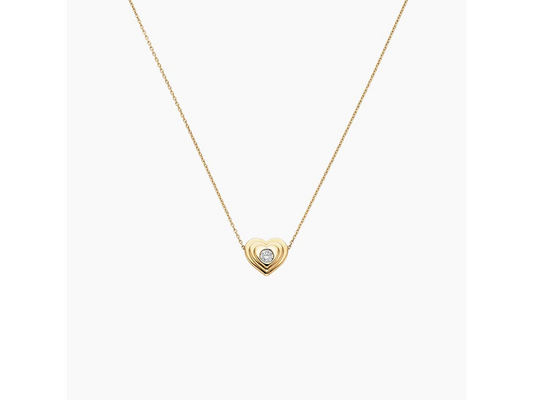 Layers of Love Sweetheart Lab Diamond Pendant Necklace 1/8 ctw in 14K Yellow Gold