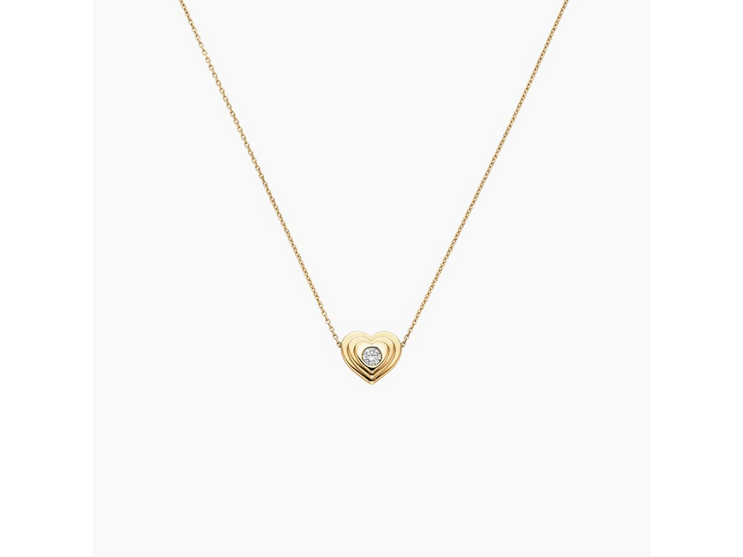 Layers of Love Sweetheart Lab Diamond Pendant Necklace 1/8 ctw in 14K Yellow Gold