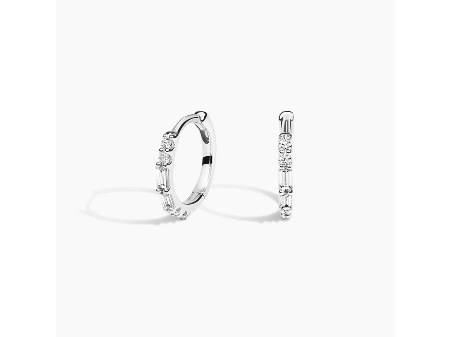 18K White Gold Twisted Vine Diamond Hoop Earrings 1/6 ctw