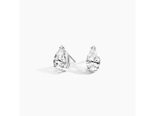 Glistening Pear 18K White Gold Lab Grown Diamond Stud Earrings 1 ctw