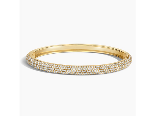 Radiant Elegance 14K Yellow Gold Lab Diamond Tube Bangle Bracelet 2 3/8 ctw