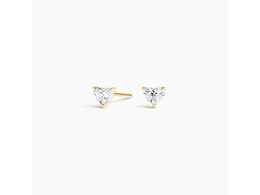 Romantic Chic 14K Yellow Gold Heart Lab Diamond Stud Earrings (1/4 ctw)