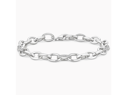 Diamond Link Silver Bracelet 1/5 ctw