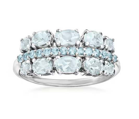 1.00 ctw Aquamarine and .20 ctw Swiss Blue Topaz Ring in Sterling Silver